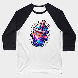 Galaxy Covered Cute Boba Tea Baseball T-Shirt